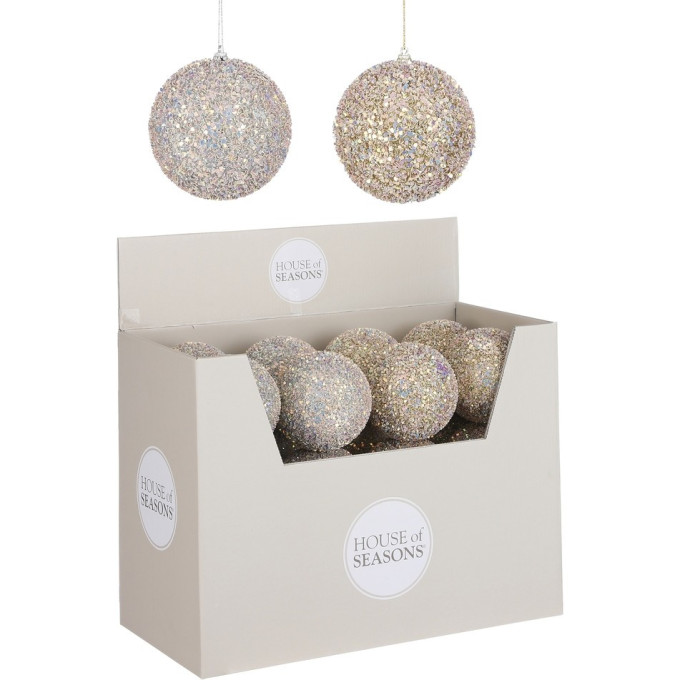 Набор HOUSE OF SEASONS, 24 шт. пластиковых новогодних шаров, диам. 10 см, 2 вида, серебро/золото 85540